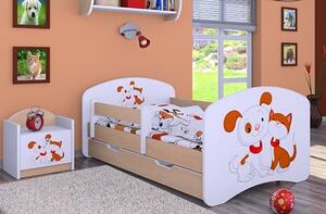 Dětská postel se šuplíkem 140x70cm PEJSEK A KOČIČKA