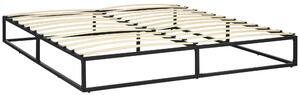 HOMCOM Ocelový rám postele 25 cm Výška rám konstrukce pro matraci 180x200 cm Dřevěný latový základ pro 1-2 osoby Moderní styl Černá | Aosom