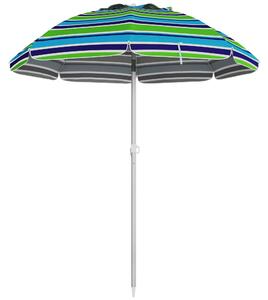 Plážový slunečník Outsunny Ø178x205 cm s 45° sklápěním, nastavitelnou výškou, manuálním otevíráním, ochrana proti UV a voděodolný, s taškou pro nošení