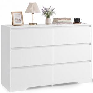 Komoda BEALIFE, rozměry 100x35x75 cm, s 6 zásuvkami | Vyrobena z MDF, s bezpečnostním systémem proti převrácení | Bílá barva | Model AP140
