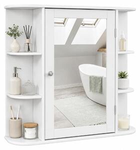 Zrcadlo do koupelny - Materiál: dřevo - Barva: bílá - Rozměry: 66 x 17 x 63 cm