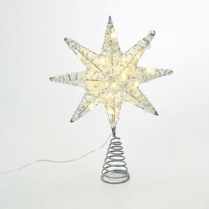 ACA Lighting stříbrná hvězda na stromeček 20 MINI WW LED na baterie 3xAA, IP20 28x5x20cm X112011281