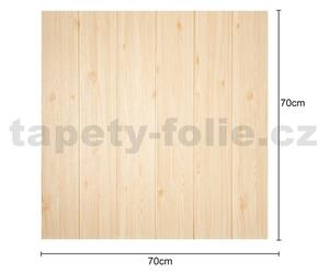 Samolepící pěnové 3D panely W2-03, cena za kus, rozměr 70 x 70 cm, dřevěný obklad borovice přírodní, IMPOL TRADE