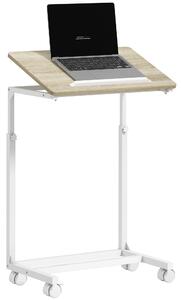 HOMCOM Mobilní Boční Stolek k Pohovce s Nastavitelnou Výškou a Naklápěcí Desktopem, Metalový Rám pro Ložnici, Obývací Pokoj, Kancelář 55x36x62.5-82.5