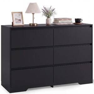 Komoda BEALIFE, rozměry 100x35x75 cm, s 6 zásuvkami. Materiál: MDF, s bezpečnostním systémem proti převrácení. Barva: černá. Model: AP140
