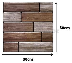Samolepící PVC 3D panely PCVS08, cena za kus, rozměr 30 x 30 cm, obklad dřevo hnědé, IMPOL TRADE