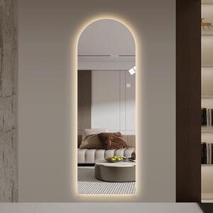 LED zrcadlo pro celou postavu, 150x50 cm, oblý design, podsvícení, stmívatelné, 3 barvy světla, paměťová funkce, vhodné do ložnice, koupelny, šatny, kadeřnického salonu
