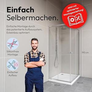 Sprchová kabina Flexi 77-90x77-90-190 cm, rohový sprchový kout s kvalitními nastavitelnými hliníkovými profily v matném stříbrném provedení. Sprchové dveře s výklopnými posuvnými prvky pro snadné čištění