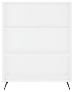Vysoká komoda bílé barvy, vyrobená z dřevotřísky, rozměry 69,5 x 32,5 x 180 cm, s kovovými nohami. Prostorná komoda vhodná do obývacího pokoje a chodby, s zásuvkami a velkým úložným prostorem, ideální jako obývací skříň