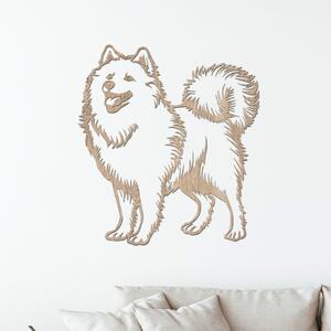 Dřevo života | Dřevěný obraz psa SAMOJED | Rozměry (cm): 36x40 | Zvolte barvu dekoru: Dub Sonoma
