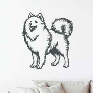 Dřevěný obraz psa SAMOJED | Rozměry (cm): 36x40 | Zvolte barvu dekoru: Antracitová