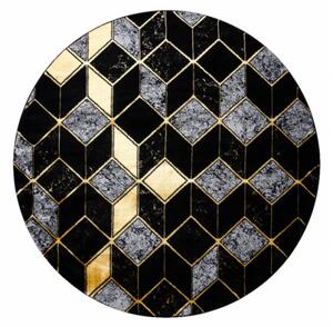 Koberec GLOSS 400B 86 kruh glamour, art deco, 3D geometrický - černý / zlatý