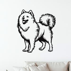 Dřevěný obraz psa SAMOJED | Rozměry (cm): 36x40 | Zvolte barvu dekoru: Černá