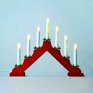 Exihand Adventní svícen 2262-510 dřevěný červený, LED Filament 7x34V/0,2W KONST