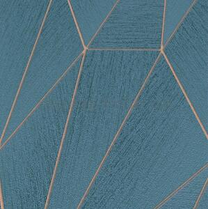 Vliesové tapety na zeď 10294-19, rozměr 10,05 m x 0,53 m, Art-Deco modré s růžově zlatými konturami, Erismannn
