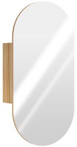 HOMCOM Nástěnná koupelnová skříňka s oválným zrcadlem, 45 x 90 cm, Moderní koupelnový nábytek, Bezrámový design, Zrcadlo se úložným prostorem, Přírodn