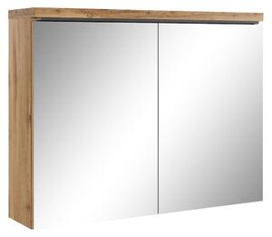 Zrcadlová skříňka do koupelny - Černá - 80 x 20 x 60 cm - Dvojité dveře - LED osvětlení