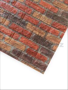 Samolepící pěnové 3D panely S12, cena za kus, rozměr 70 x 77 cm, cihla červeno-hnědá, IMPOLTRADE