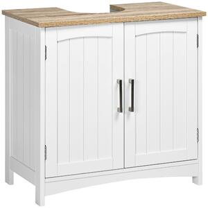 Kleankin Koupelnová skříňka pod umyvadlo s 2 dveřmi a nastavitelnou policí, moderní styl, nosnost 40 kg, 60x30x60 cm, bílá | Aosom