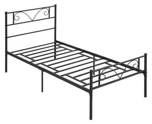 HOMCOM Jednolůžková kovová postel 31 cm pro matraci 90x190 cm s hlavovým čelem ve tvaru motýla a úložným prostorem pod postelí 95x196x100 cm Černá | A