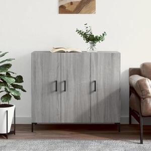 Moderní komoda šedá, Imitace Sonoma, 90x34x80 cm, vyrobená z dřevotřísky s kovovými nohami. Nadčasový design, velký úložný prostor, vhodná do obývacího pokoje, ložnice a chodby