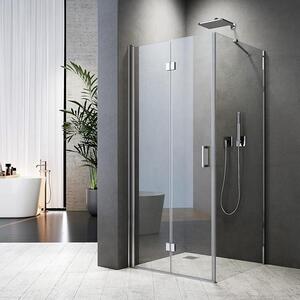 Sprchová kabina 90x90 cm, rohová, s výklopnými dvířky 180°, sprchový kout se boční stěnou, bezpečnostní sklo ESG o tloušťce 6 mm, povrchová úprava Nano Glass, výška 195 cm