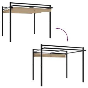 Zahradní pergola 3x3 m, altán z hliníku se sluneční stříškou a posuvnou střechou, zahradní altán s výsuvnou střechou, pergola s markýzou, UV ochrana, barva taupe