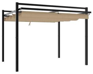 Zahradní pergola 3x3 m, altán z hliníku se sluneční stříškou a posuvnou střechou, zahradní altán s výsuvnou střechou, pergola s markýzou, UV ochrana, barva taupe