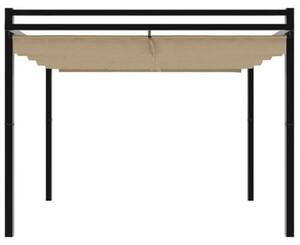 Zahradní pergola 3x3 m, altán z hliníku se sluneční stříškou a posuvnou střechou, zahradní altán s výsuvnou střechou, pergola s markýzou, UV ochrana, barva taupe