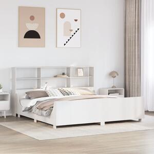 Postel s knihovnou bez matrace bílá 180 x 200 cm masivní dřevo 3323798