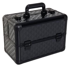 HOMCOM Kosmetický Organizér na Make-up Profesionální Krásy Box Přenosný 4 Úrovně 35,5x20x25,5cm Hliník | Aosom