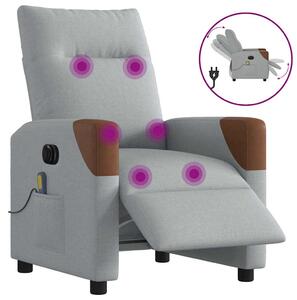 Elektrické masážní polohovací křeslo světle šedé textil 3323998