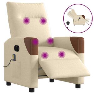 Elektrické masážní polohovací křeslo krémové textil 3324002