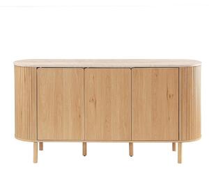 CALICOSY – příborník, 3dveřový, s deskou v dekoru travertinu, šířka 160 cm – HELIOS