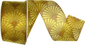 Stuha vánoční organzová GLAMOUR FESTIVAL MUSTARD YELLOW zlatá 40mm x 2m (14,50,-Kč/m)
