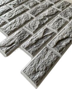 Obkladové panely 3D PVC TP100028032, cena za kus, rozměr 473 x 473 mm, cihla šedá s bílou spárou, IMPOL TRADE