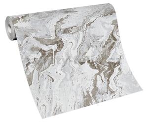 Vliesové tapety na zeď Evolution 10318-10, rozměr 10,05 m x 0,53 m, mramor šedo-bílý se zlatými konturami, Erismann