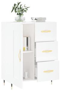 Komoda bílá, rozměry 69,5 x 34 x 90 cm, vyrobená z dřevotřísky a kovu. Moderní design s velkým úložným prostorem, vhodná do obývacího pokoje, chodby, ložnice, kuchyně a na balkon