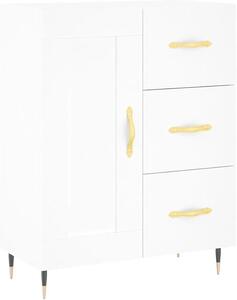 Komoda bílá, rozměry 69,5 x 34 x 90 cm, vyrobená z dřevotřísky a kovu. Moderní design s velkým úložným prostorem, vhodná do obývacího pokoje, chodby, ložnice, kuchyně a na balkon