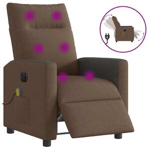 Elektrické masážní polohovací křeslo hnědé textil 3324048