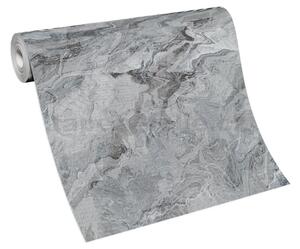 Vliesové tapety na zeď Evolution 10318-47, rozměr 10,05 m x 0,53 m, mramor šedý se stříbrnými konturami, Erismann