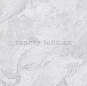 Vliesové tapety na zeď Evolution 10318-14, rozměr 10,05 m x 0,53 m, mramor bílý se stříbrnými konturami, Erismann
