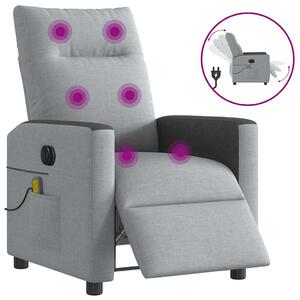 Elektrické masážní polohovací křeslo světle šedé textil 3324045