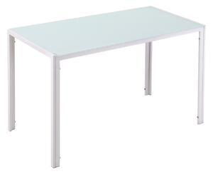HOMCOM Skleněný Jídelní Stůl Obdélníkový pro 4-6 Osob s Metalickými Nohami Multifunkční do Kuchyně a Obývacího Pokoja 120x60x75 cm Bílý | Aosom