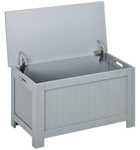 HOMCOM Úložný trunk pro ložnici – Úložná lavice se víkem, multifunkční úložný trunk s bezpečnostním pantem pro chodbu a obývací pokoj 81x40x46 cm Šedá