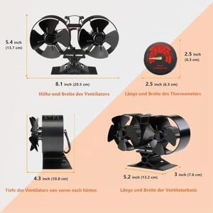 Ventilátor do kamna s 8 lopatkami, pro kamna a pece. Sada příslušenství do kamna, bez elektrického napájení. Ventilátor poháněný teplem, vhodný pro velké prostory, kamna na dřevo a další. Ekologický provoz bez elektřiny