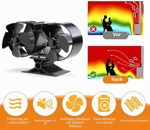 Ventilátor do kamna s 8 lopatkami, pro kamna a pece. Sada příslušenství do kamna, bez elektrického napájení. Ventilátor poháněný teplem, vhodný pro velké prostory, kamna na dřevo a další. Ekologický provoz bez elektřiny