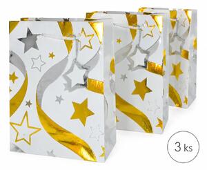 Dárková taška Deluxe 10,5 × 14 × 6,5 cm – zlatý metalický motiv, 3 ks 8602080