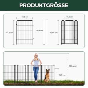 Plot pro venkovní použití – výška 100 cm, délka 5,6 m. Robustní kovová bariéra pro psy a králíky, dekorativní plot pro psy, 8 panelů, černá barva