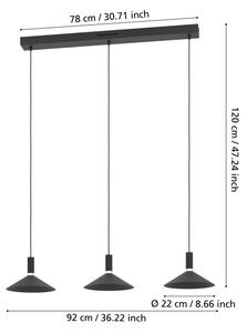 Eglo 902184 - LED RGBW Stm. lustr na lanku CONOMAVILLA-Z 3xLED/7,5W/230V černá